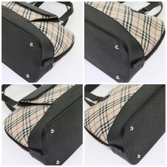 BURBERRY Nova Check Hand Bag Nylon Canvas Beige Auth - Picture 16 of 16